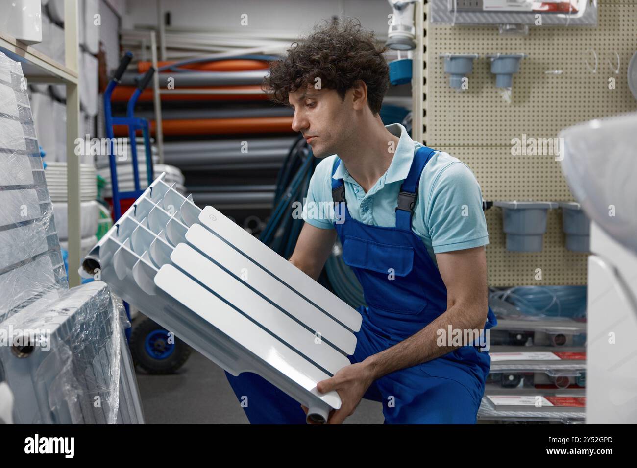 Porträt des Klempnerhalterabschnitts des Heizkörpers Stockfoto