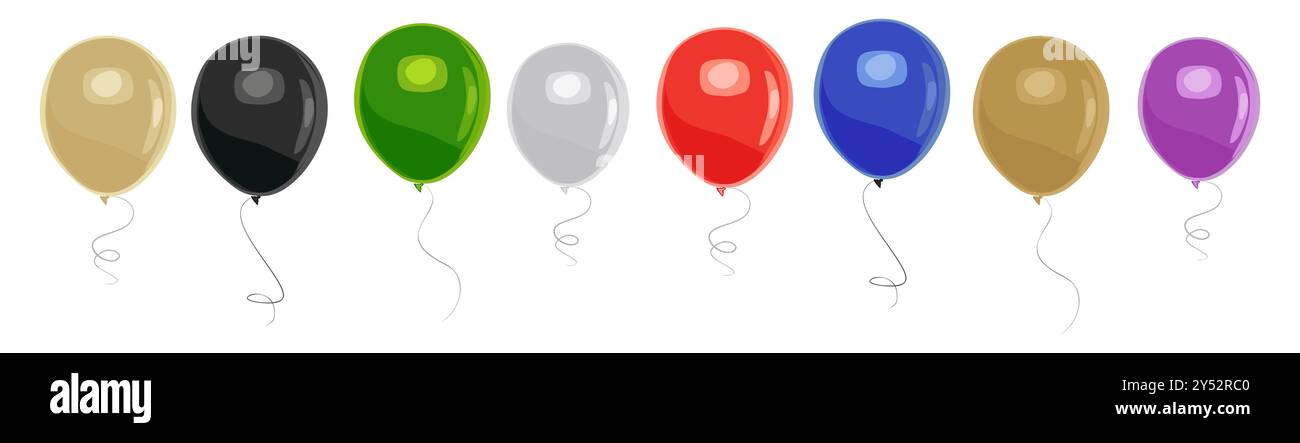 Legen Sie verschiedene bunte Ballons auf weiß Stock Vektor