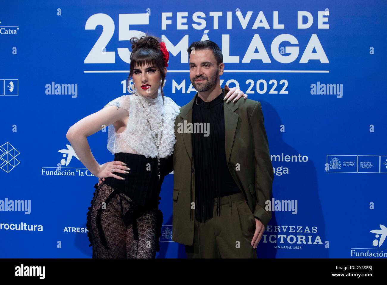 Adrian Silvestre und die Schauspielerin Raphaelle Perez nehmen an der Fotokonferenz „Mi Vacio y Yo“ auf dem 25. Malaga Film Festival am 23. März 2022 2022 in Malaga, Spanien, Teil. 23/3/22. Stockfoto