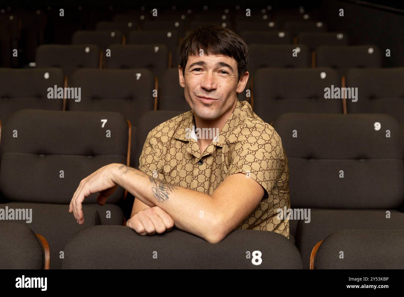 Juanjo Ballesta Portrait Session während der Präsentation Nueva Tierra in der Cine Emabajadores am 3. September 2024 in Madrid, Spanien. Stockfoto