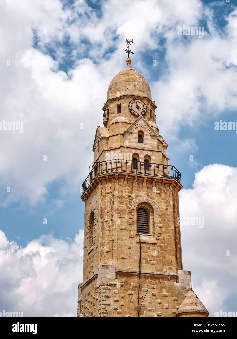 Bruchstück der Kapelle in Jerusalem, Glockenturm in der Dormition Abbey auf dem Berg Zion in Jerusalem, Israel Stockfoto