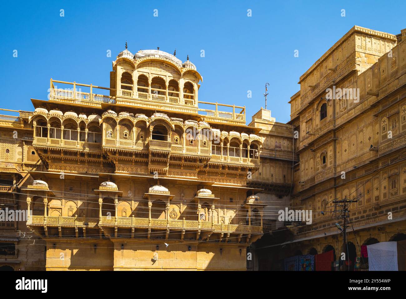 Palast der Festung Jaisalmer in der Stadt Jaisalmer im indischen Bundesstaat Rajasthan, Indien Stockfoto