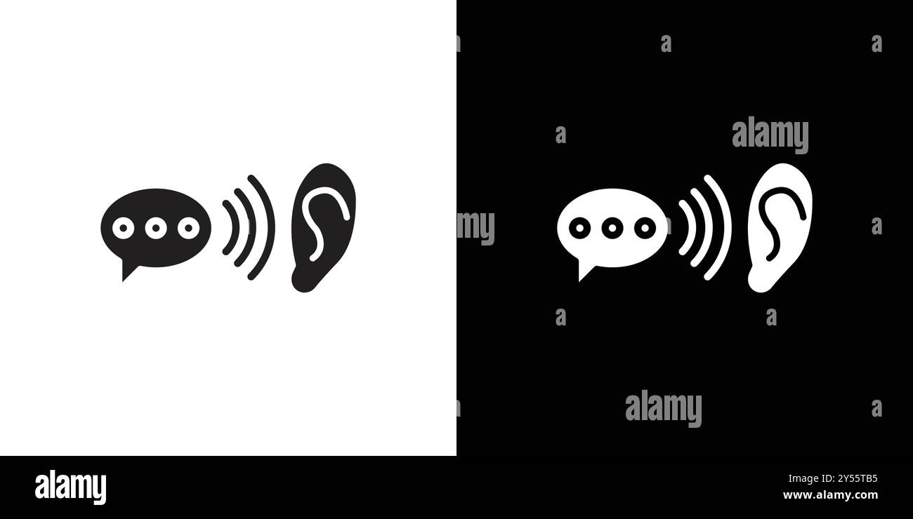 Active Listening Symbol Linear Logo Set Kollektion in Schwarz-weiß Stock Vektor
