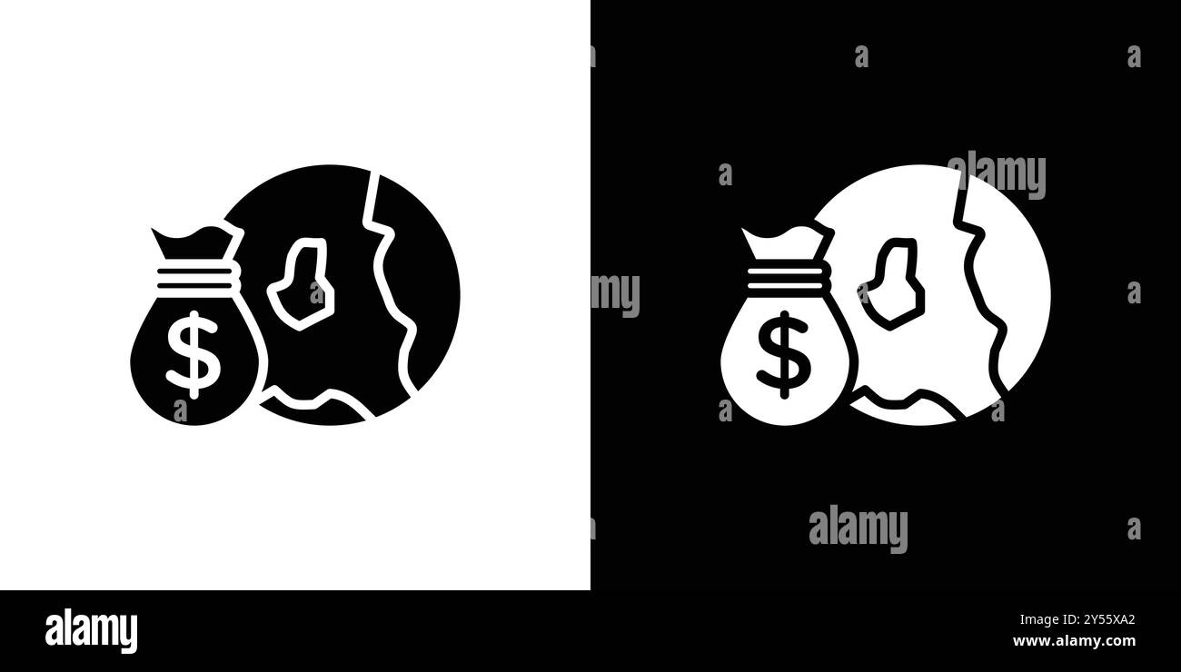 Capitalism Icon Linear Logo Set Kollektion in Schwarz-weiß Stock Vektor