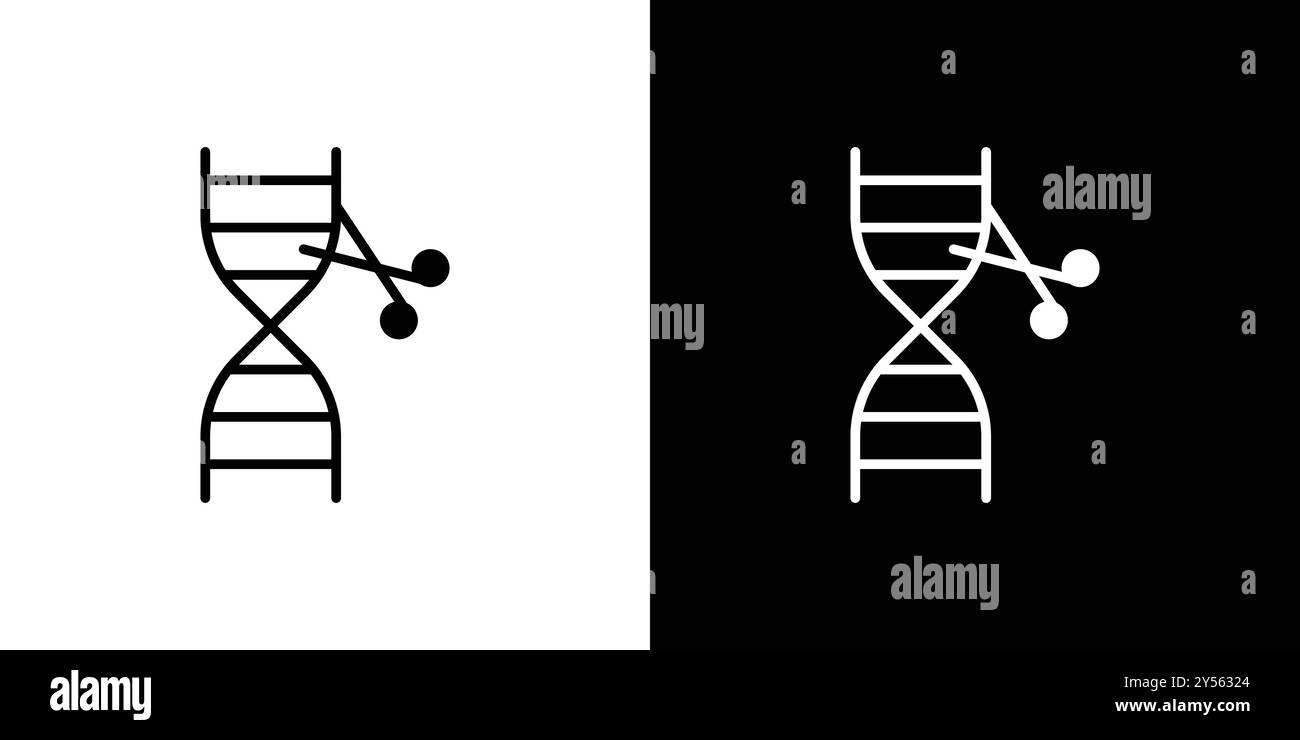 Symbol für die Genombearbeitung lineare Logo-Set-Kollektion in Schwarz-weiß Stock Vektor