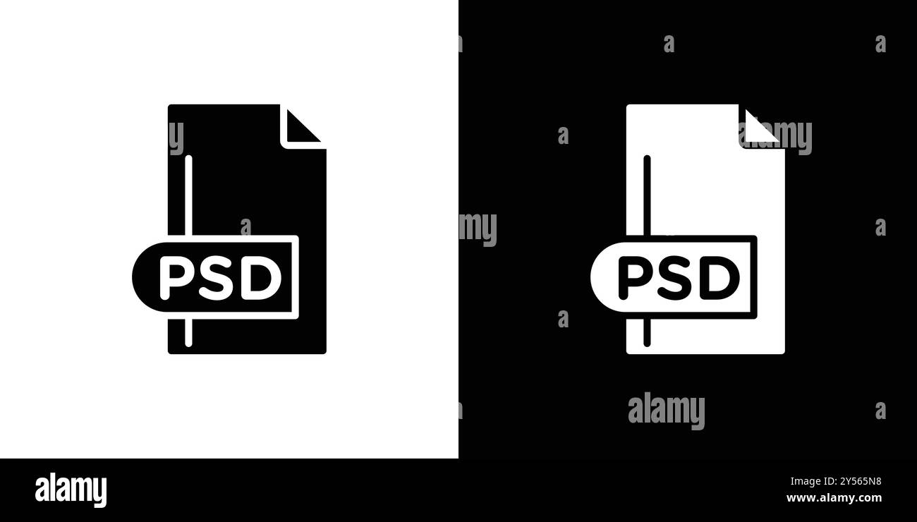 PSD-Dateiformatsymbol Linear-Logo-Set-Sammlung in Schwarzweiß Stock Vektor