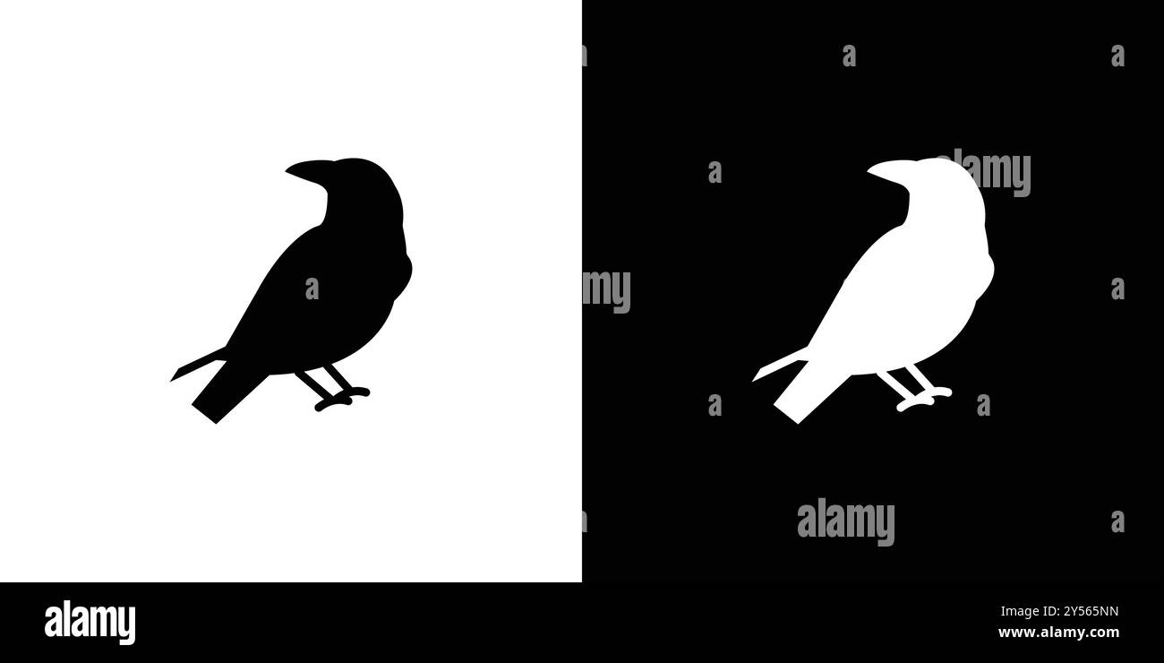 raven Icon Linear-Logo-Set-Kollektion in Schwarz-weiß Stock Vektor