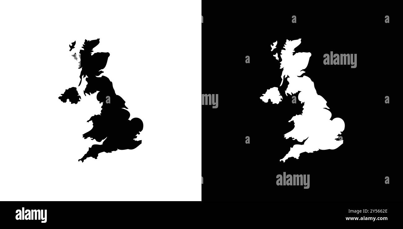 UK MAP Icon Linear-Logo-Set-Kollektion in Schwarz-weiß Stock Vektor