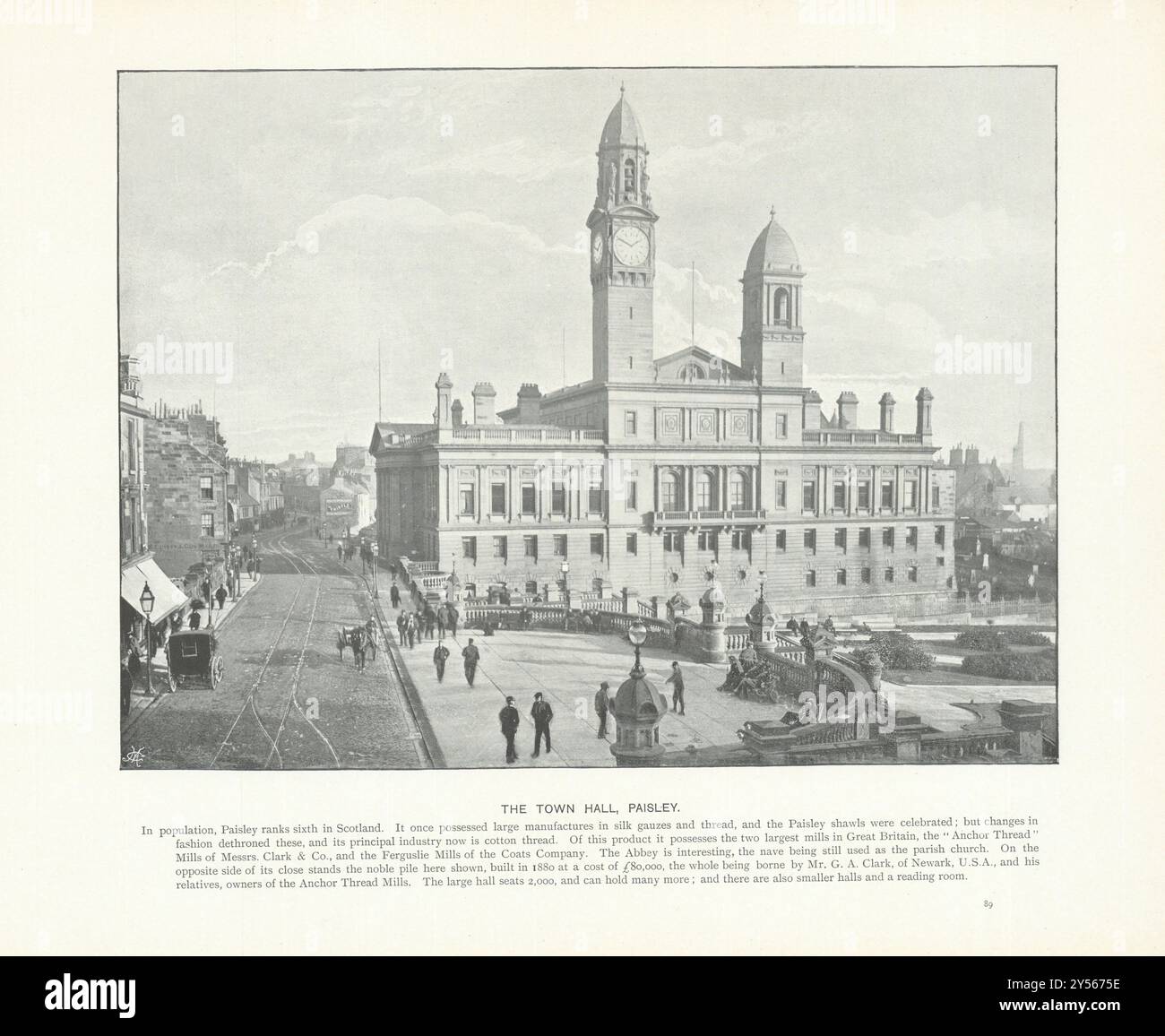 Das Rathaus, Paisley. Schottland 1900 altes altes altes Vintage-Druckbild Stockfoto