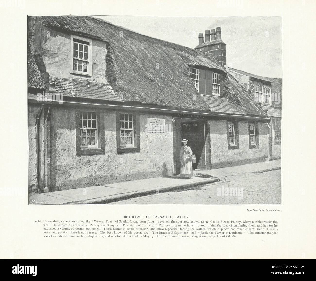 Geburtsort von Tannahill, Paisley. Schottland 1900 altes, antikes Druckbild Stockfoto