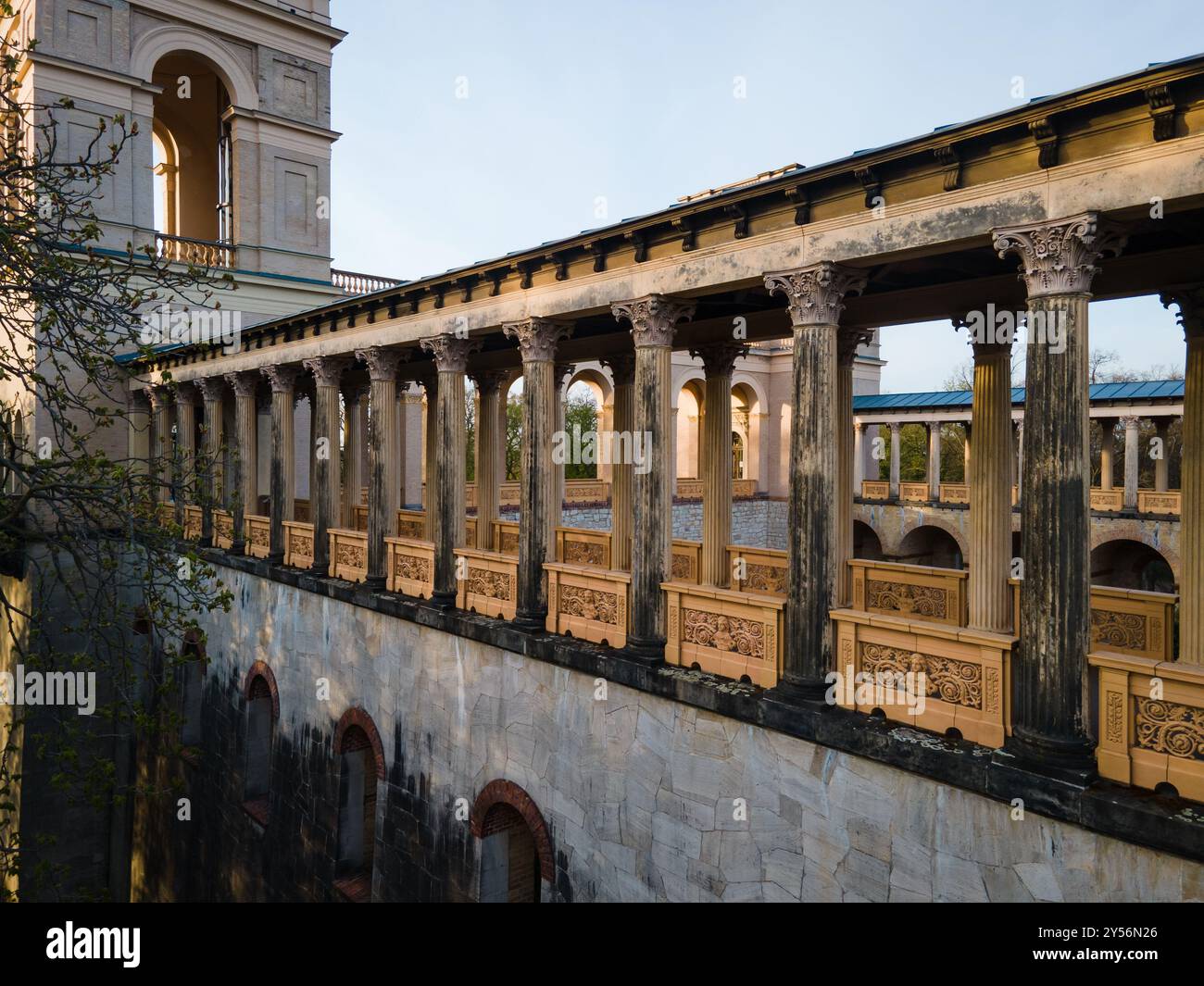 Wunderschöne Detailaufnahme der Säule am Belvedere Pfingstberg in Potsdam Stockfoto