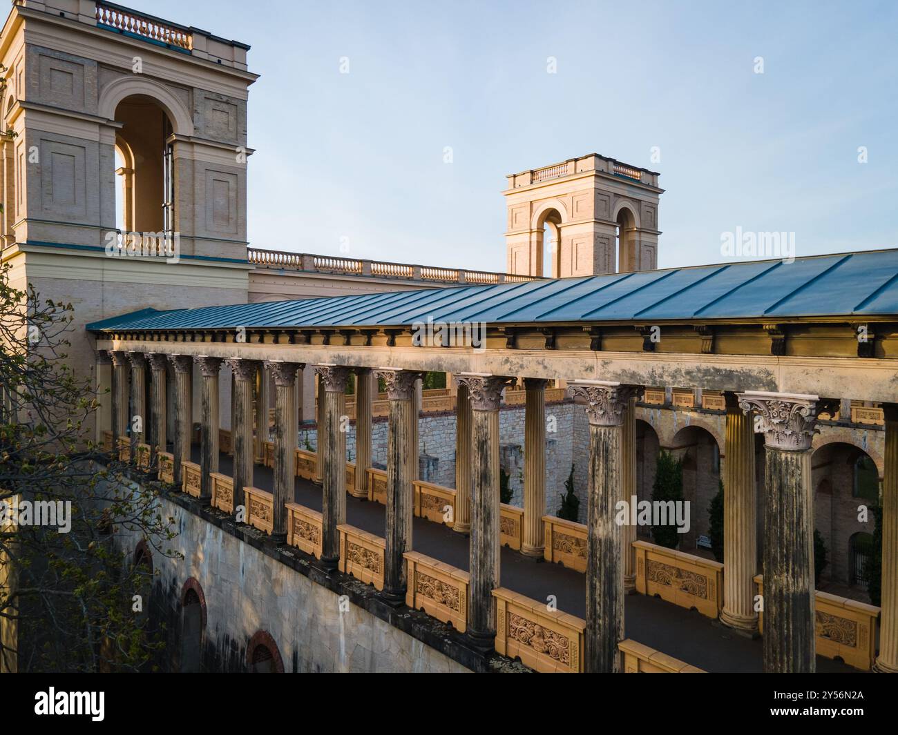 Wunderschöne Detailaufnahme der Säule am Belvedere Pfingstberg in Potsdam Stockfoto