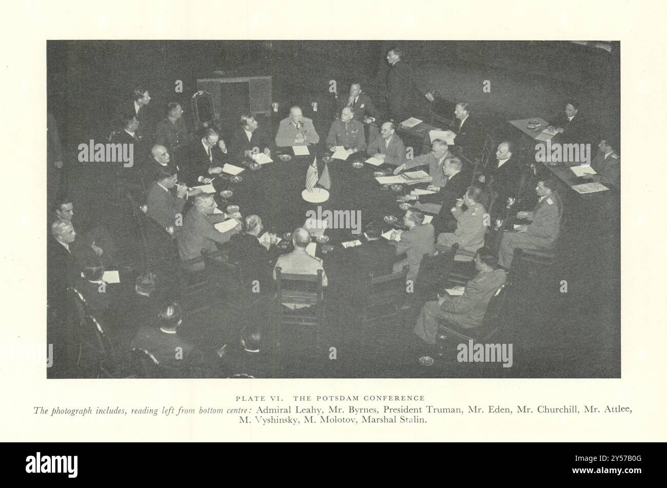 Potsdamer Konferenz Leahy Byrnes Truman Eden Churchill Atlee Molotov Stalin 1956 Stockfoto