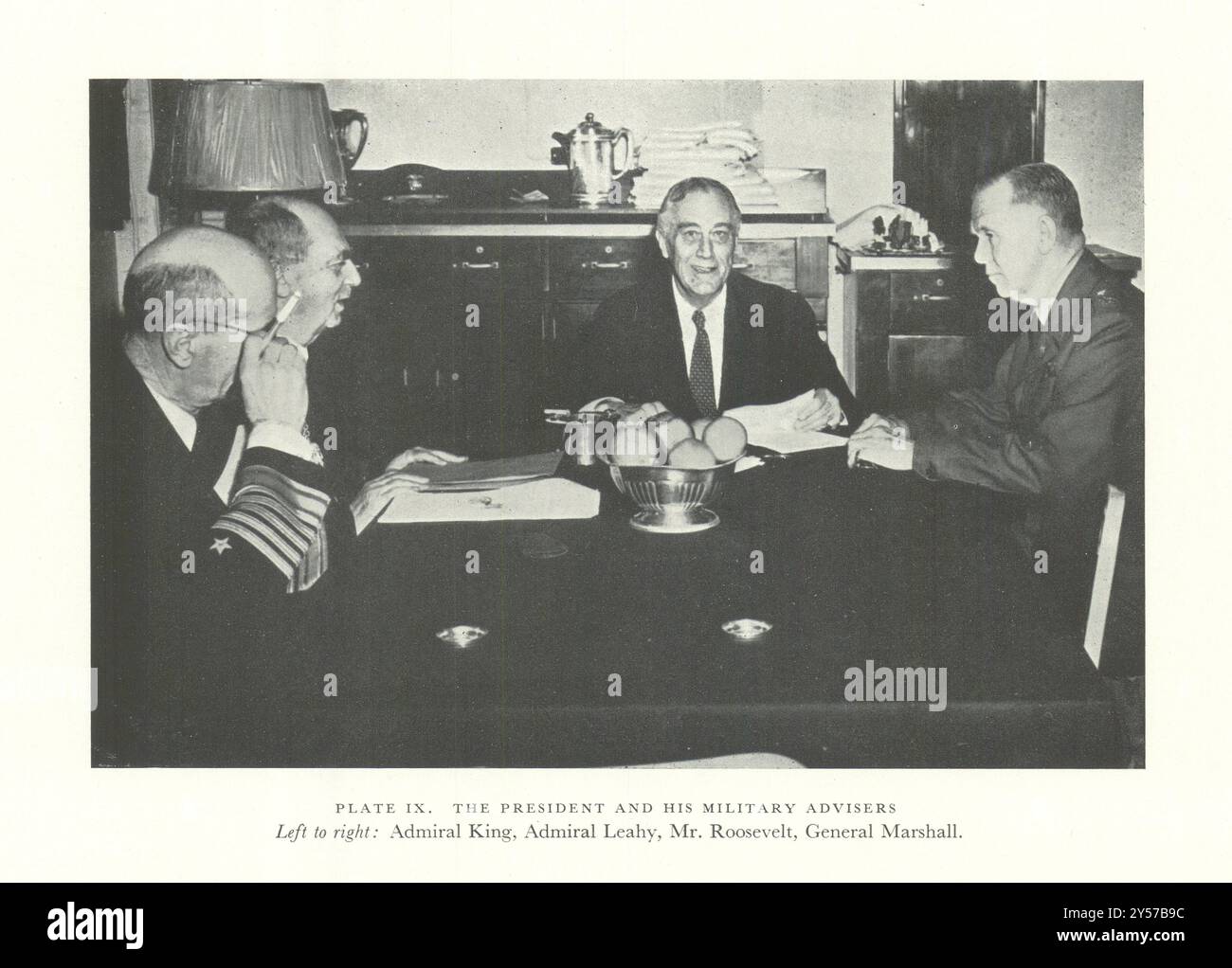 Die Militärberater von Präsident Roosevelt. König Leahy Marshall. Zweiter Weltkrieg 1956 Stockfoto