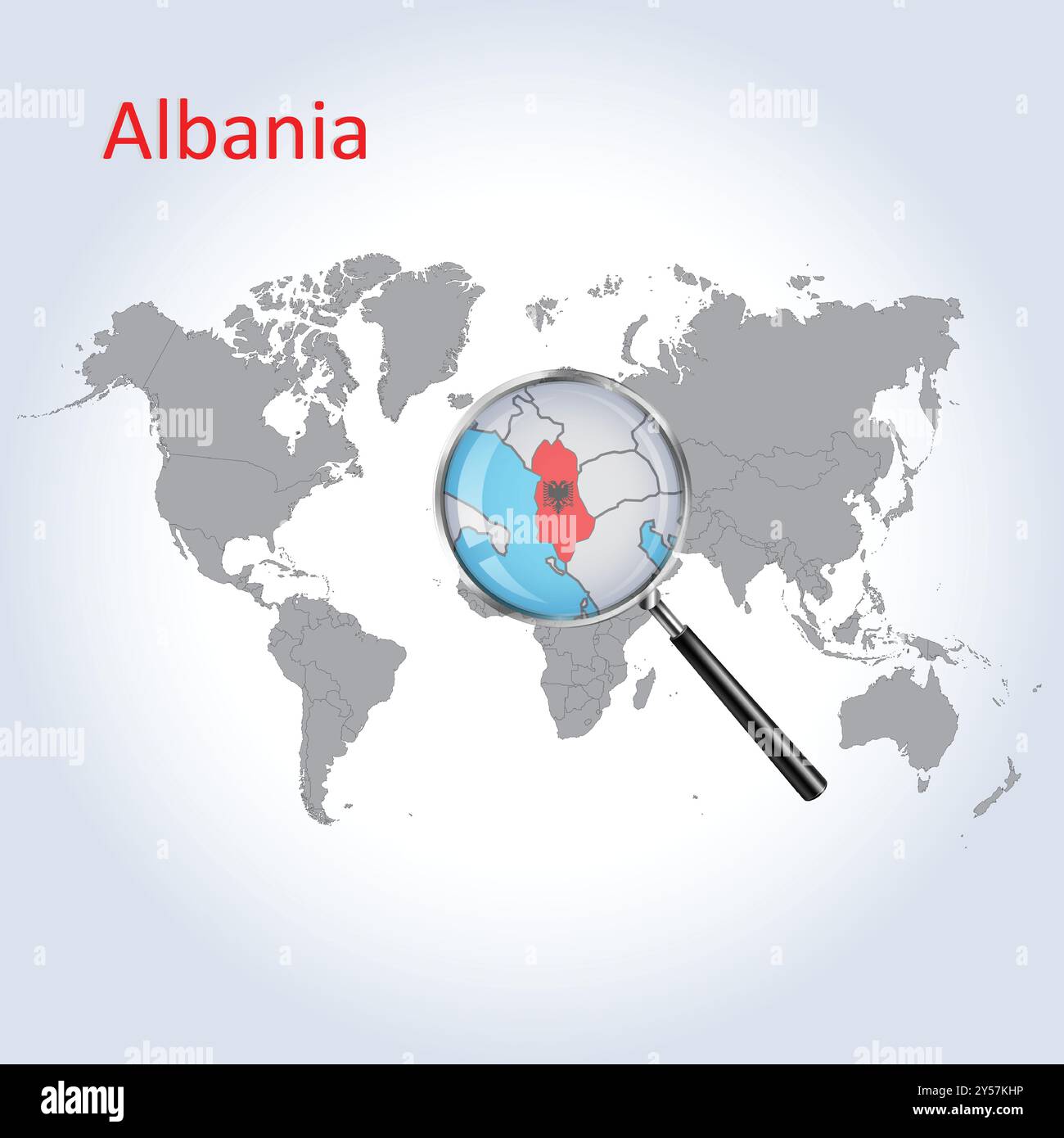 Albanien vergrößerte Karte mit der Flagge, Albanien Erweiterung der Karten Vektorkunst Stock Vektor