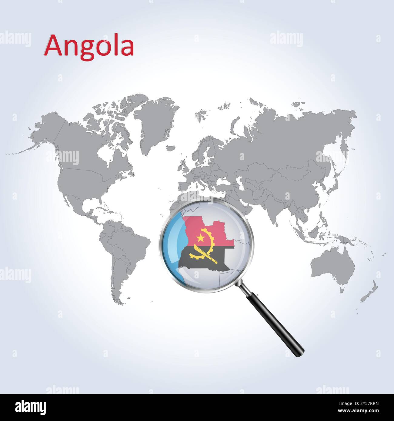 Angola vergrößerte Karte und Flagge, Angola Vergrößerung Karten, Vektorgrafik Stock Vektor
