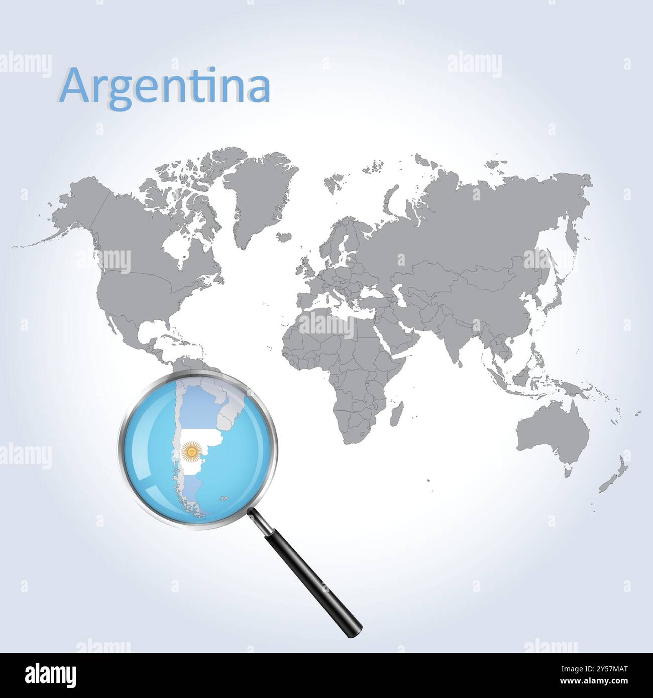 Argentinien vergrößerte Karte und Flagge, Argentinien Vergrößerungskarten, Vektorgrafik Stock Vektor