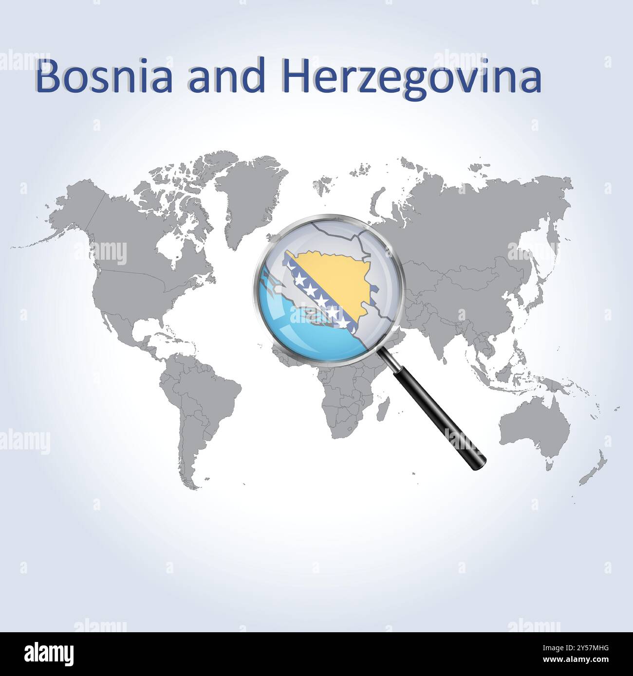 Bosnien und Herzegowina vergrößerte Karte und Flagge, Vektorkunst Stock Vektor