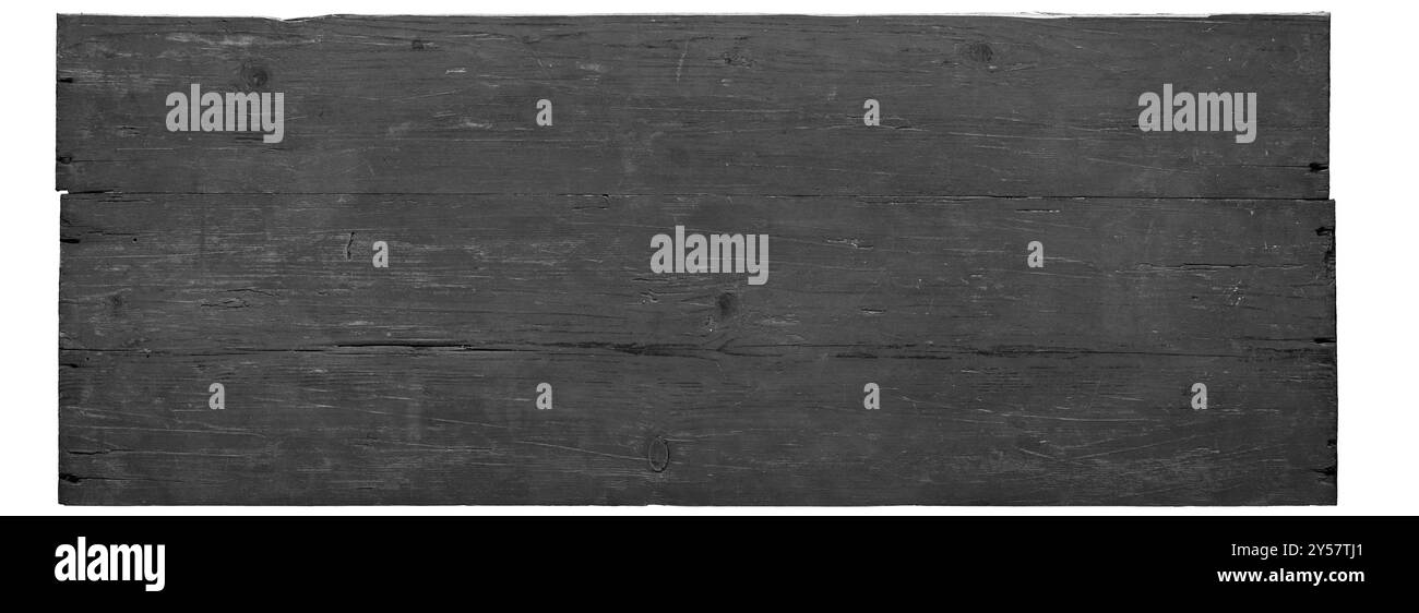 Alte Tabelle isoliert auf weißem Hintergrund, Draufsicht. Holzstruktur Stockfoto