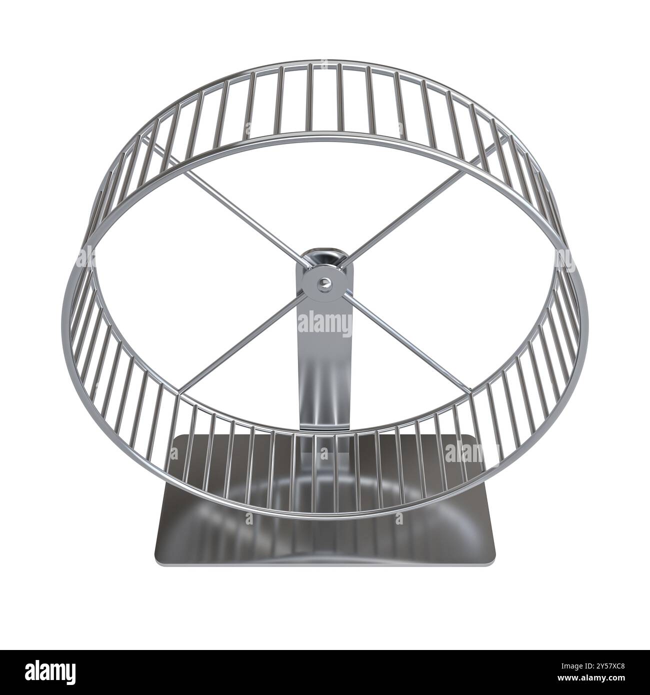 Silbernes Metallhamsterrad auf transparentem Hintergrund 3D Stockfoto