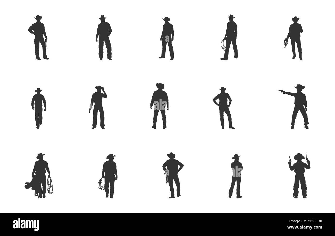 Cowboy Silhouette, Сowboy, Cowboy Clipart, Pferd Cowboy Silhouette, Cowboy Vektor Illustration. Stock Vektor