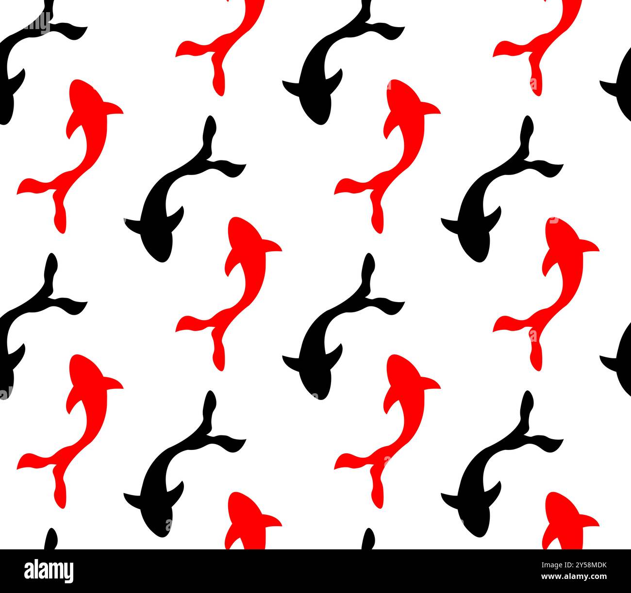 Stilvolles nahtloses Muster mit Koi-Karpfen. Vektordruck, Design, Hintergrund mit Fisch. Stock Vektor