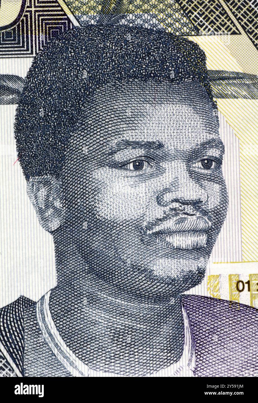 Mswati III (* 1968) auf 10 Emalangeni-2006-Banknote aus Swasiland. König von Swasiland Stockfoto