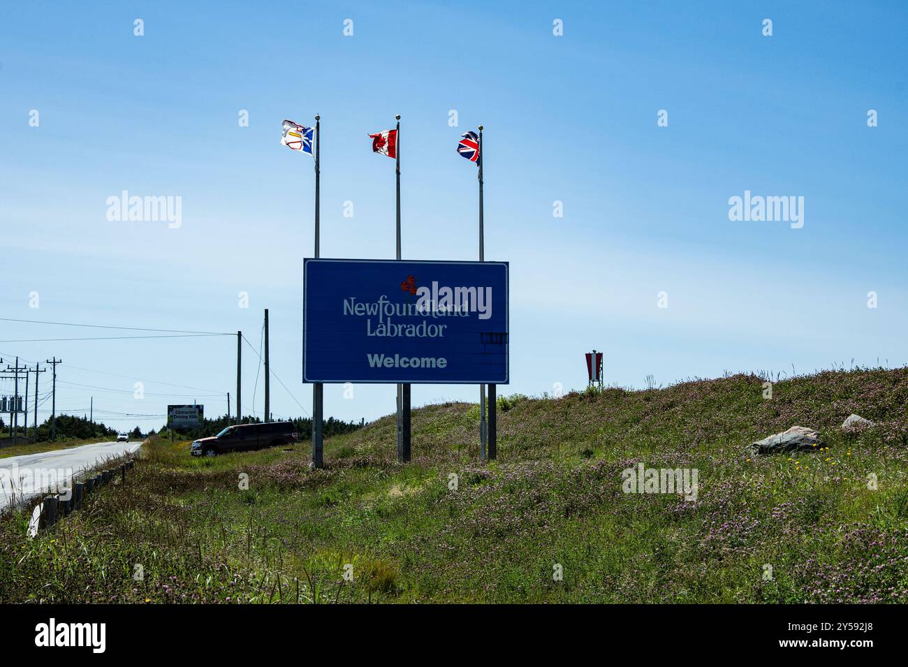 Willkommen in der Provinz Neufundland & Labrador auf NL 100 in Argentia, Placentia, Neufundland & Labrador, Kanada Stockfoto