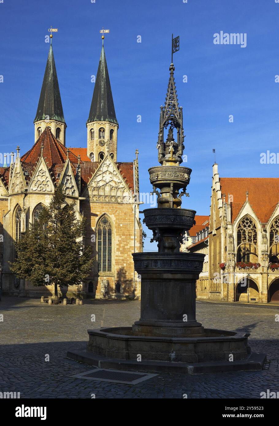 Altstadtmarkt, zentraler Platz der Altstadt, Traditionsinsel Braunschweig, Niedersachsen, Deutschland, Europa Stockfoto