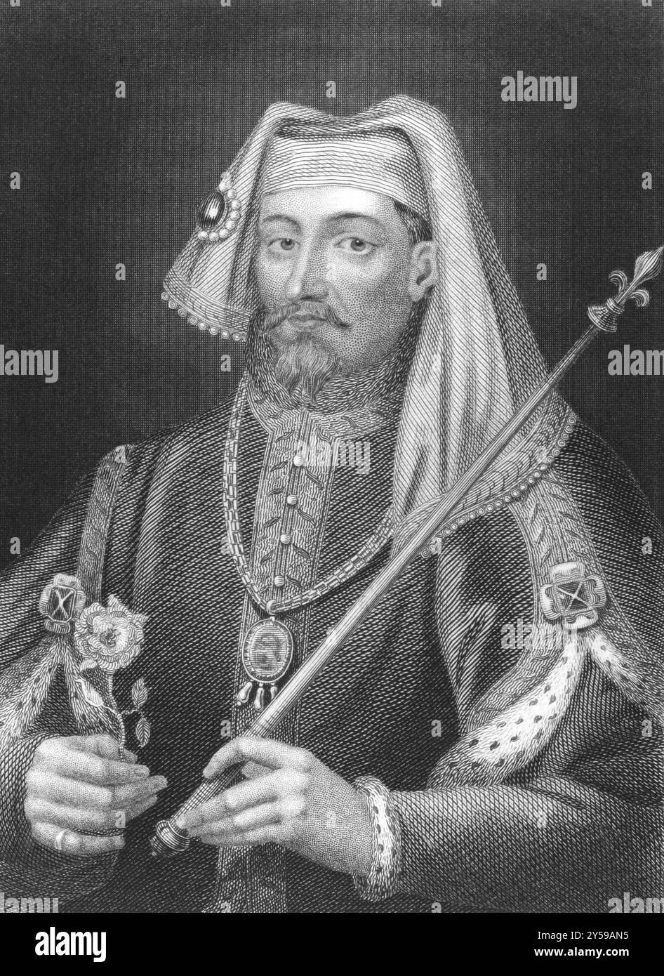 Heinrich IV. (1366-1413) über den Kupferstich aus den 1800er Jahren König von England und Herr von Irland zwischen 1399 und 1413. Graviert von einem Bild in Hampton Court, hier Stockfoto