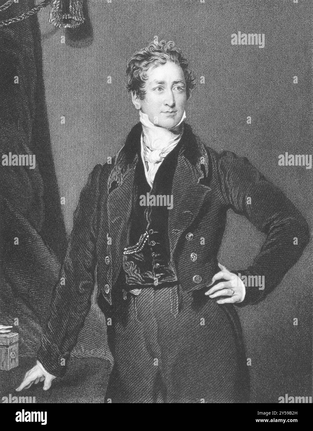 Robert Peel (1788-1850) über den Kupferstich aus den 1800er Jahren Konservativer Premierminister von Großbritannien in den Jahren 1834-1835 und 1841 bis 1846. Gravur von J. Cochran Stockfoto