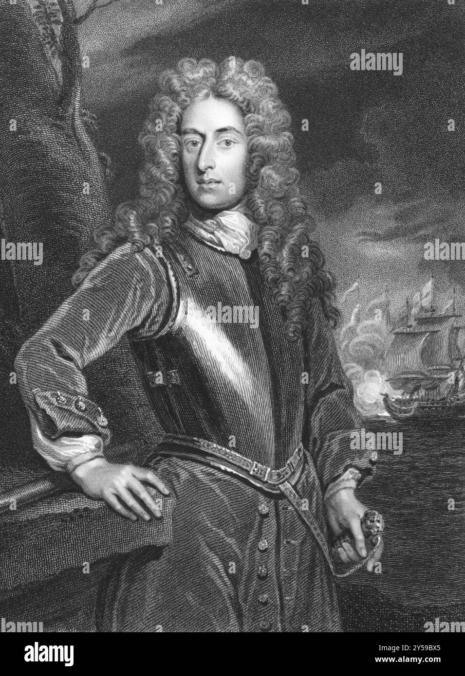 George Byng, 1. Viscount Torrington, KB PC (1668-1733) auf Gravur von 1837. Britischer Marineoffizier und Staatsmann. Gravur von W.H.Mote nach einem Schmerz Stockfoto