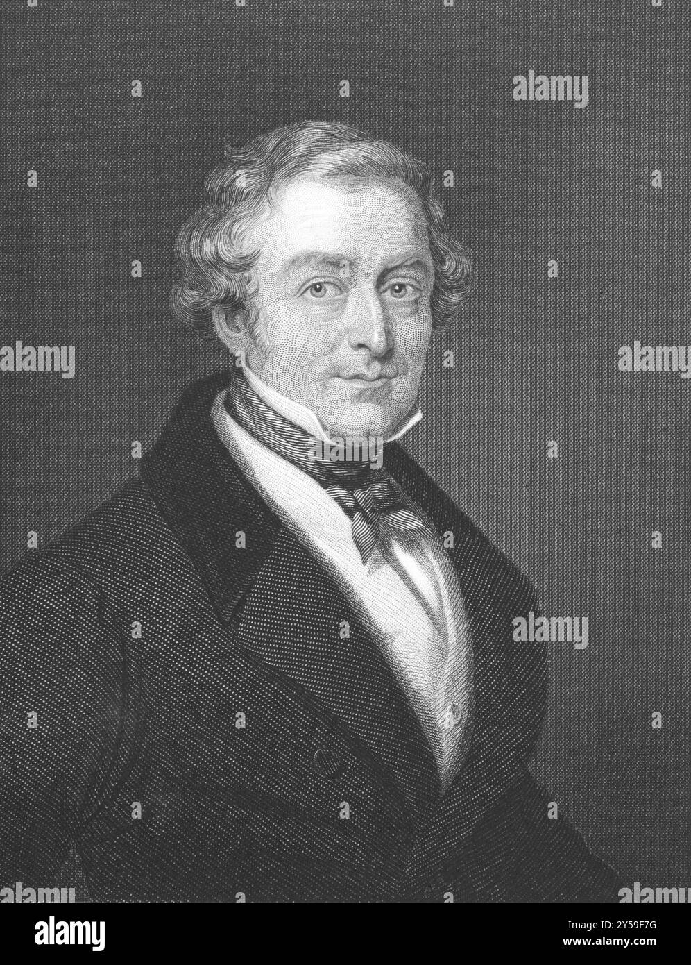 Robert Peel (1788-1850) über den Kupferstich aus den 1800er Jahren Konservativer Premierminister von Großbritannien in den Jahren 1834-1835 und 1841 bis 1846. Gravur von W.. Abholen Stockfoto