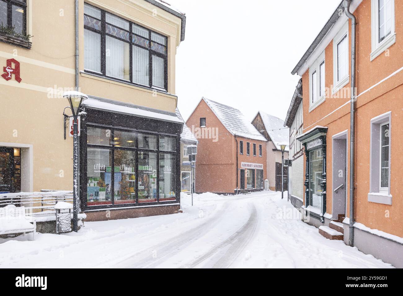 Wintereindrücke aus Harzgerode im Harz Stockfoto