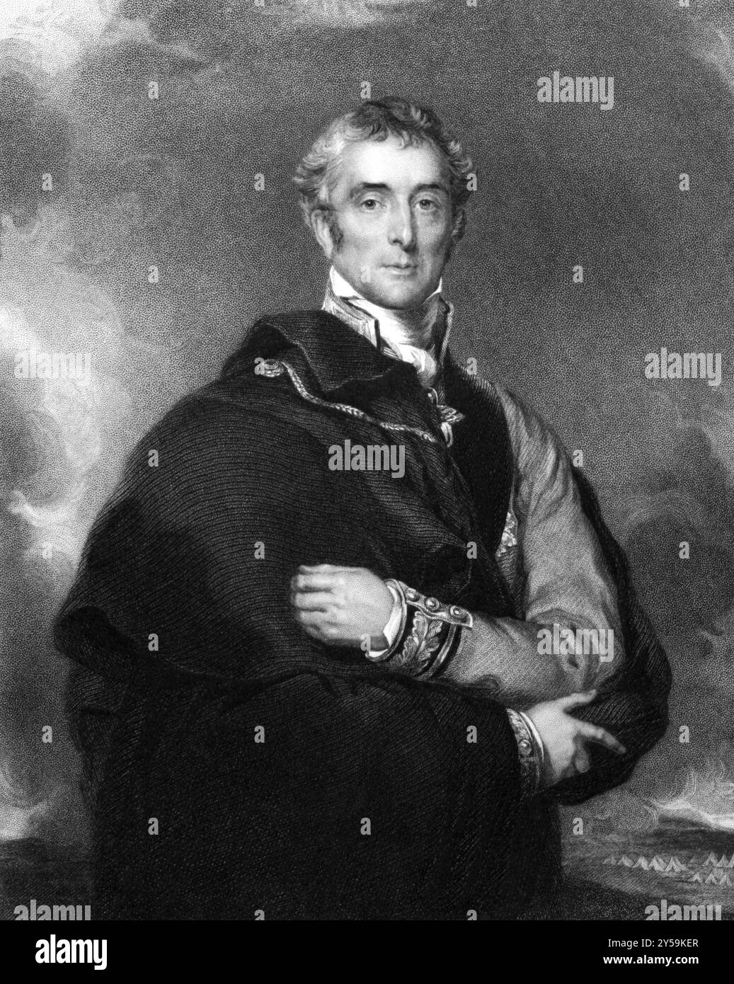 Arthur Wellesley, 1. Duke of Wellington (1769-1852) auf Kupferstich von 1834. Britischer Soldat und Staatsmann. Stich von H.T.Ryall und Veröffentlichung in Por Stockfoto