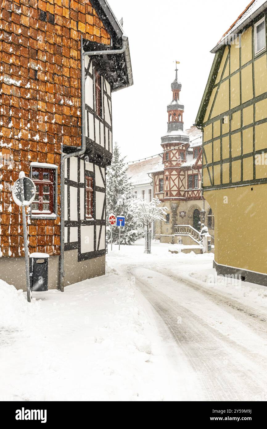 Wintereindrücke aus Harzgerode im Harz Stockfoto