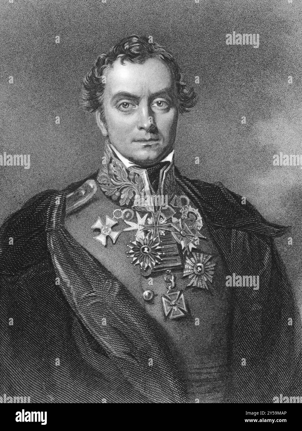 Henry Hardinge, 1. Viscount Hardinge, GCB, PC (1785-1856) auf Gravur von 1820. Britischer Feldmarschall und Generalgouverneur von Indien. Gravur von F. Stockfoto