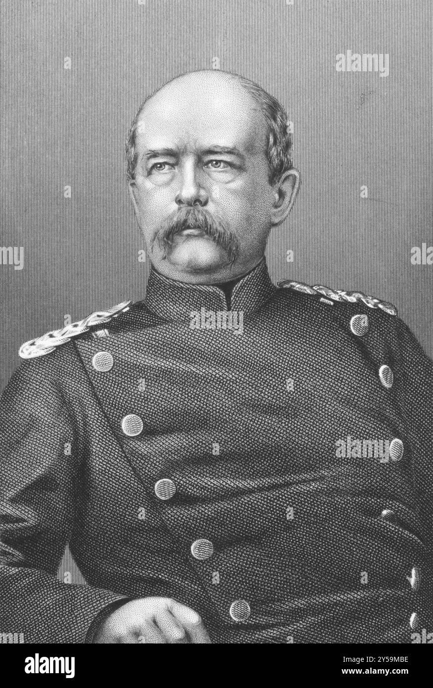 Otto von Bismarck (1815-1898) über den Stich aus den 1800er Jahren Preußischer deutscher Staatsmann und Aristokrat. Stich von T.W.Hunt und in London von J Stockfoto