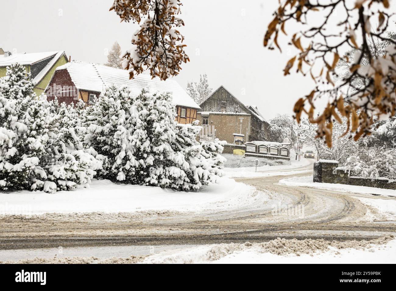 Wintereindrücke aus Harzgerode im Harz Stockfoto