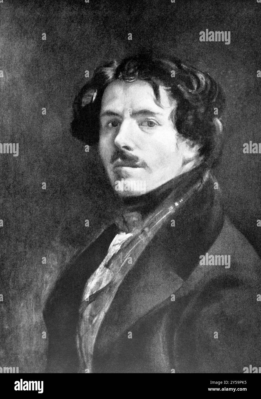Eugene Delacroix (1798-1863) auf antikem Druck von 1898. Französischer romantischer Maler. Nach unbekanntem Künstler und im 19. Jahrhundert in Porträts veröffentlicht Stockfoto