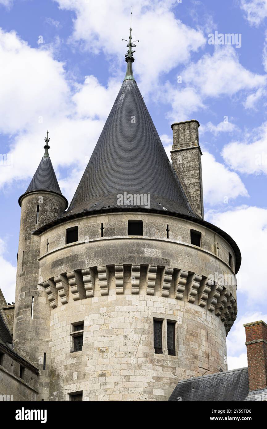 Turm im Chateau de Sully-sur-Loire, Frankreich, Europa Stockfoto