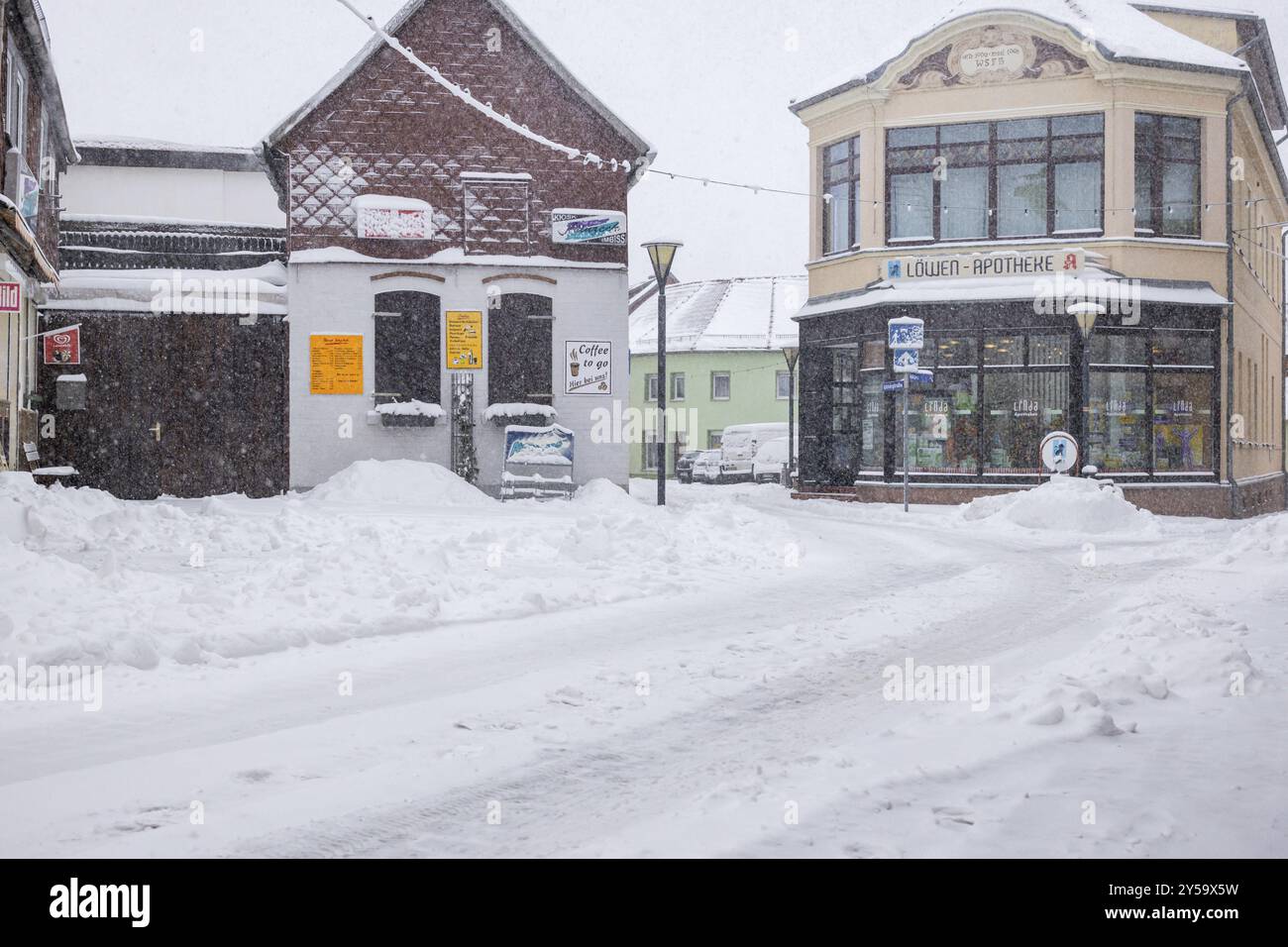 Wintereindrücke aus Harzgerode im Harz Stockfoto