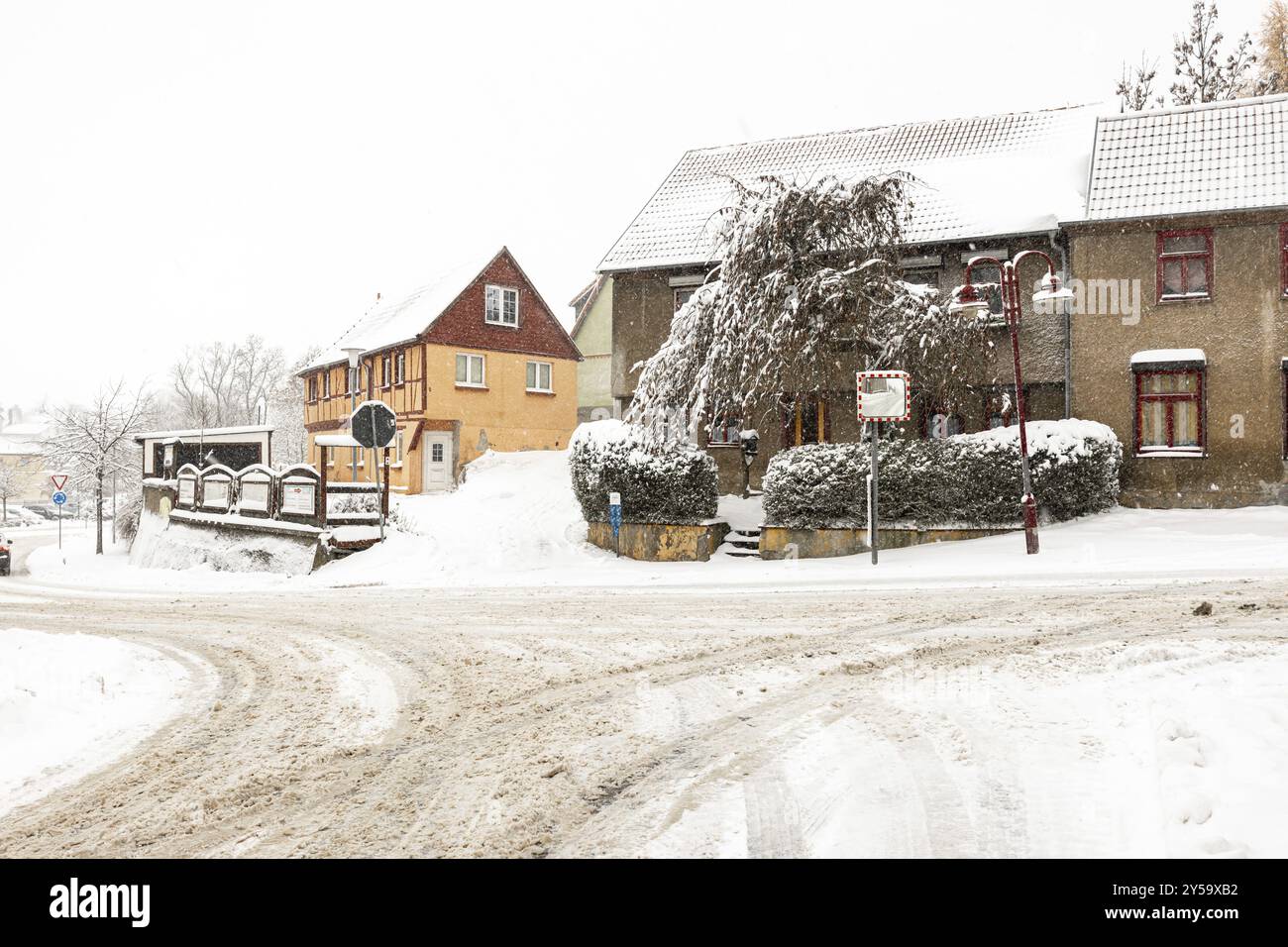 Wintereindrücke aus Harzgerode im Harz Stockfoto