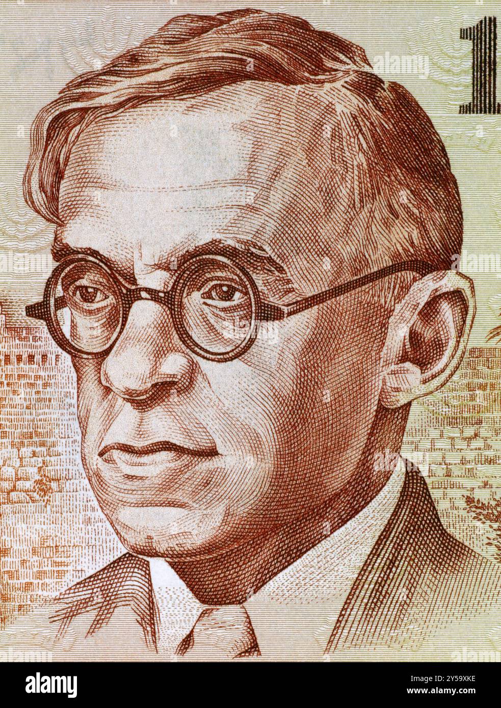 ZE'EV Jabotinsky (1880-1940) auf 100 SHEQALIM 1979-Banknote aus Israel. Revisionistischer nationalistischer Führer, Autor, Redner, Soldat und Gründer des Juden Stockfoto