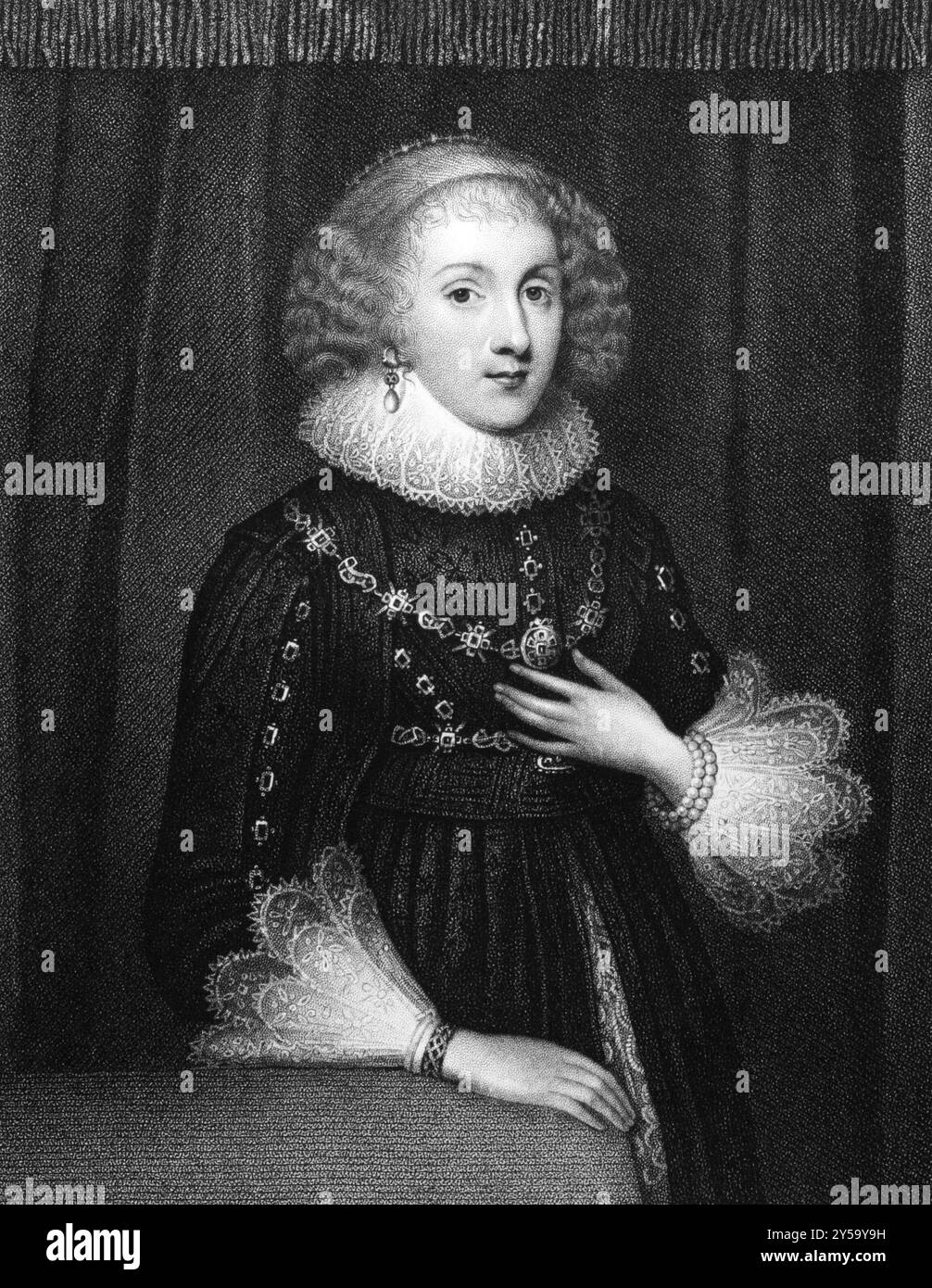 Mary Sidney (1561-1621) auf Kupferstich von 1830. Englischer Schriftsteller. Gravur von W.T.Fry und Veröffentlichung in Porträts berühmter Persönlichkeiten des Großen Brit Stockfoto