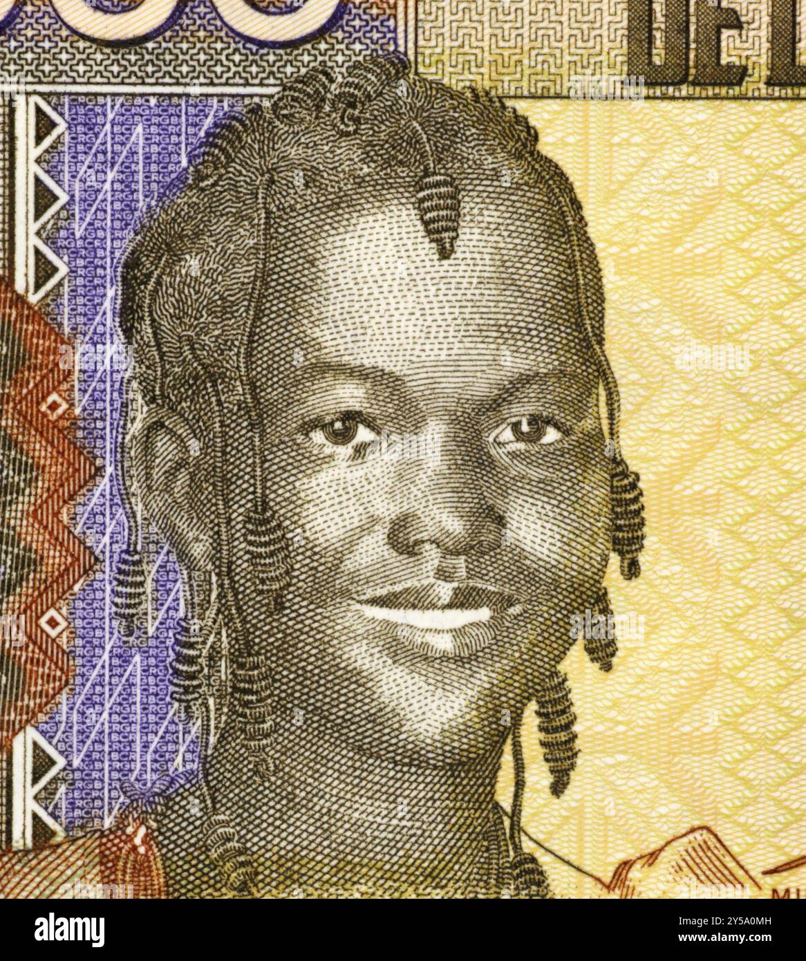 Mädchen auf 1000-Francs-2006-Banknote aus Guinea Stockfoto