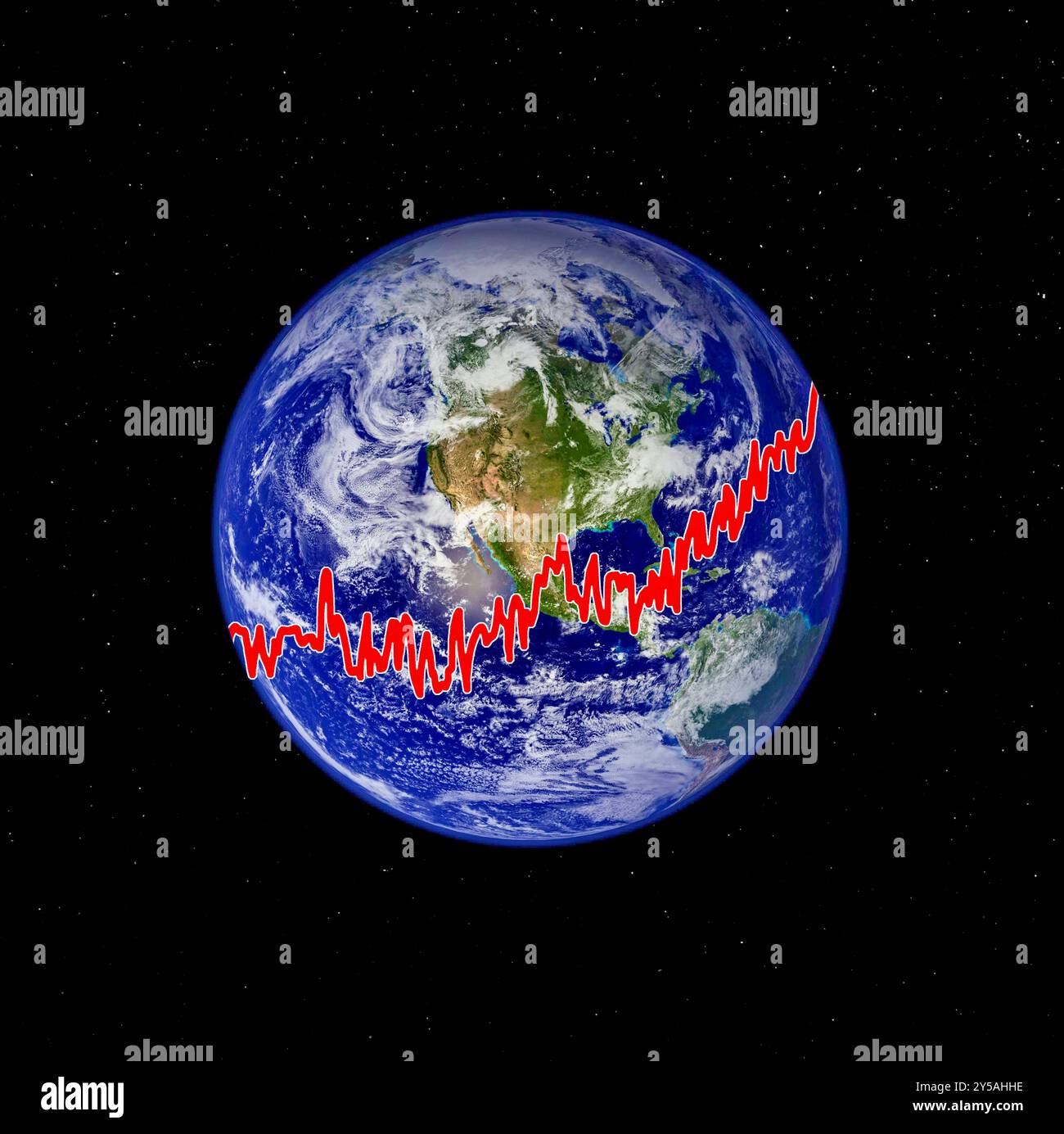 Menschliche Auswirkungen auf den Klimawandel, konzeptionelle Darstellung. Stockfoto