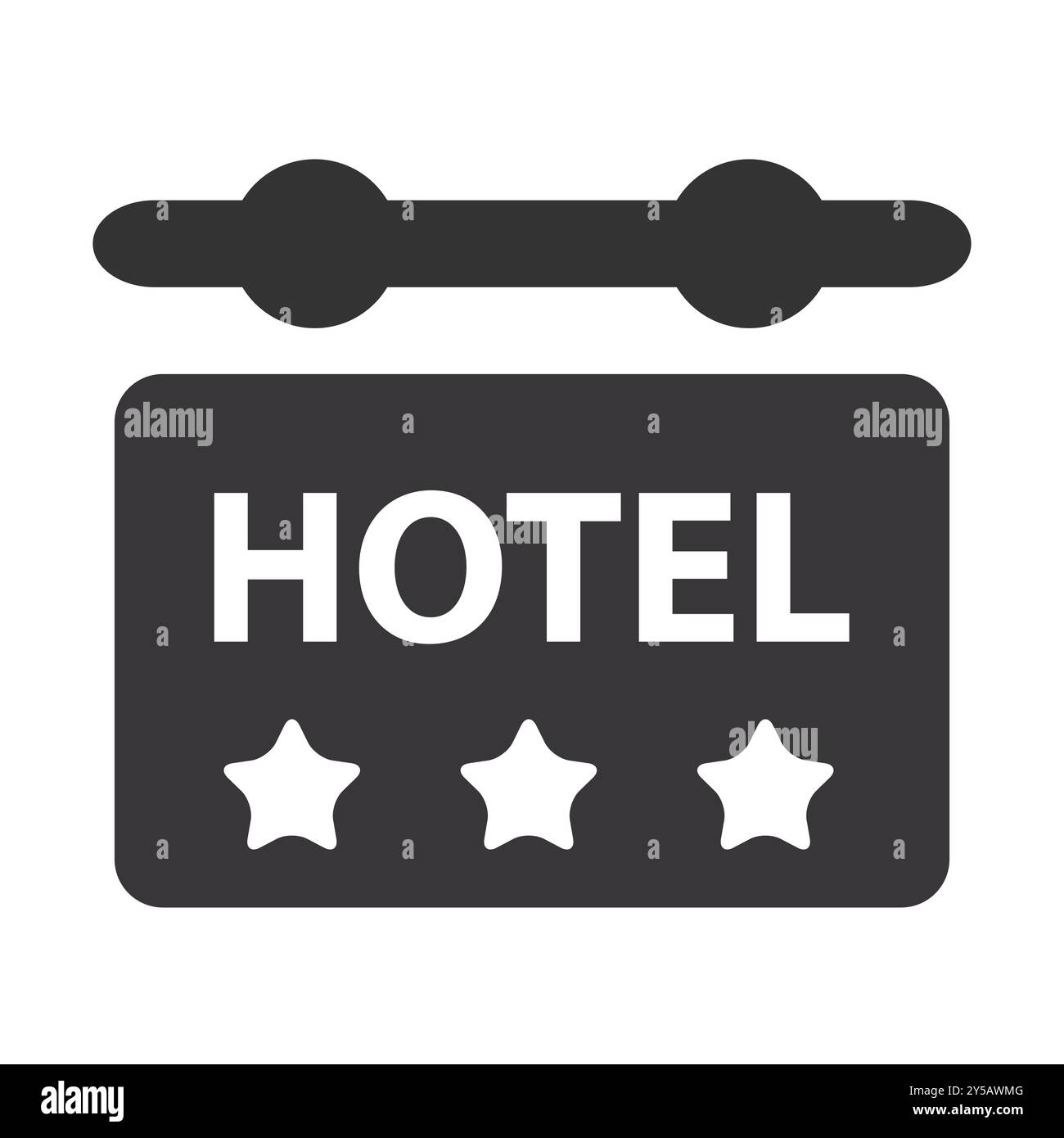 Hotel Sign Icon mit drei Sternen Bewertung. Stock Vektor