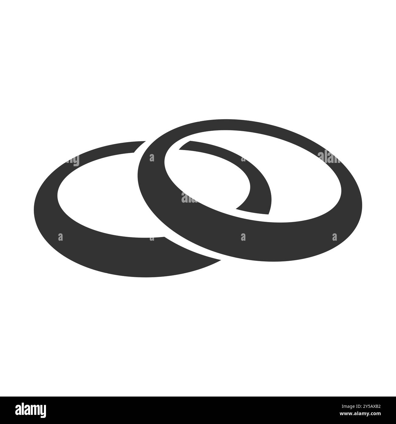 Elegante Schwarzweiß-Hochzeitsringe symbolisieren die ewige Liebe. Stock Vektor