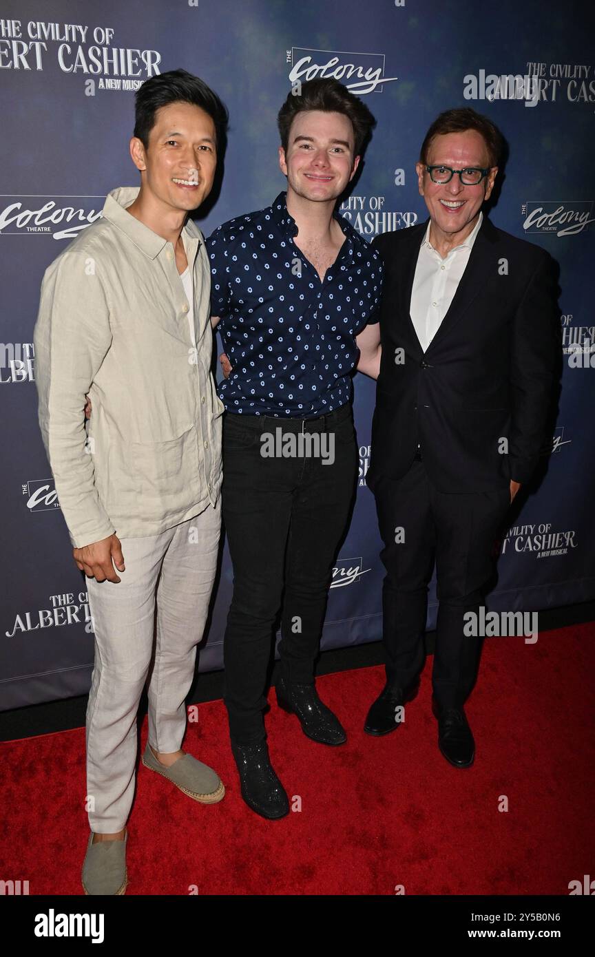 Burbank, KALIFORNIEN USA - 7. September 2024: Harry Shum Jr, Chris Colfer, Robert Ulrich nimmt an der Eröffnungsnacht von The Civility of Albert Cashier im Col Teil Stockfoto